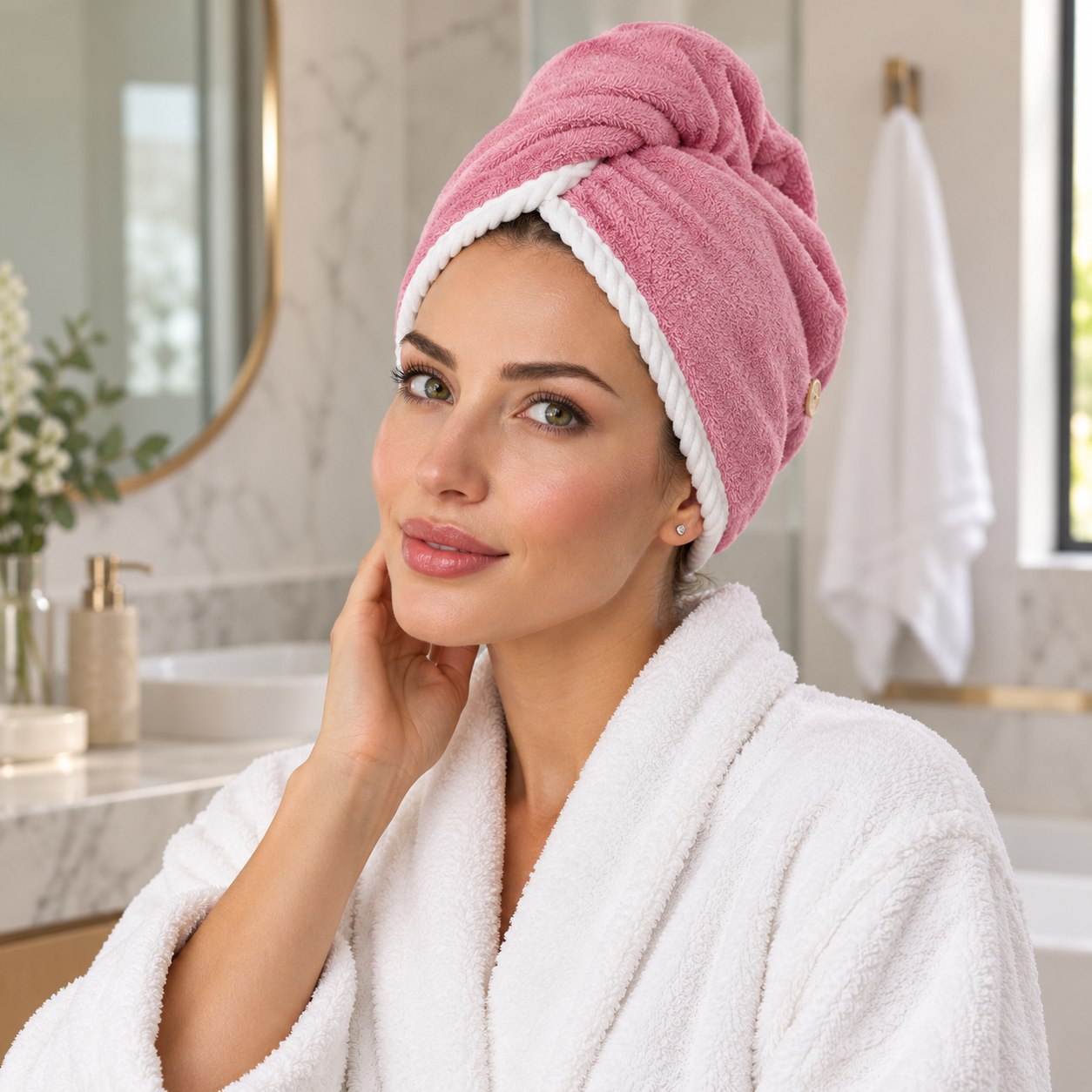 Touca para Cabelo Laço Home Power Sec Dupla Face Rosa