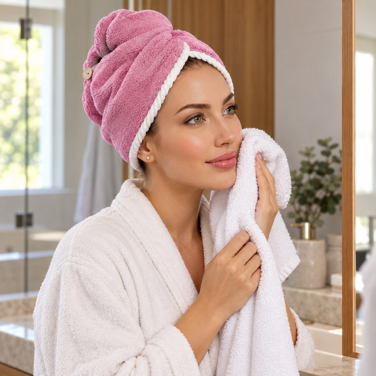 Touca para Cabelo Laço Home Power Sec Dupla Face Rosa