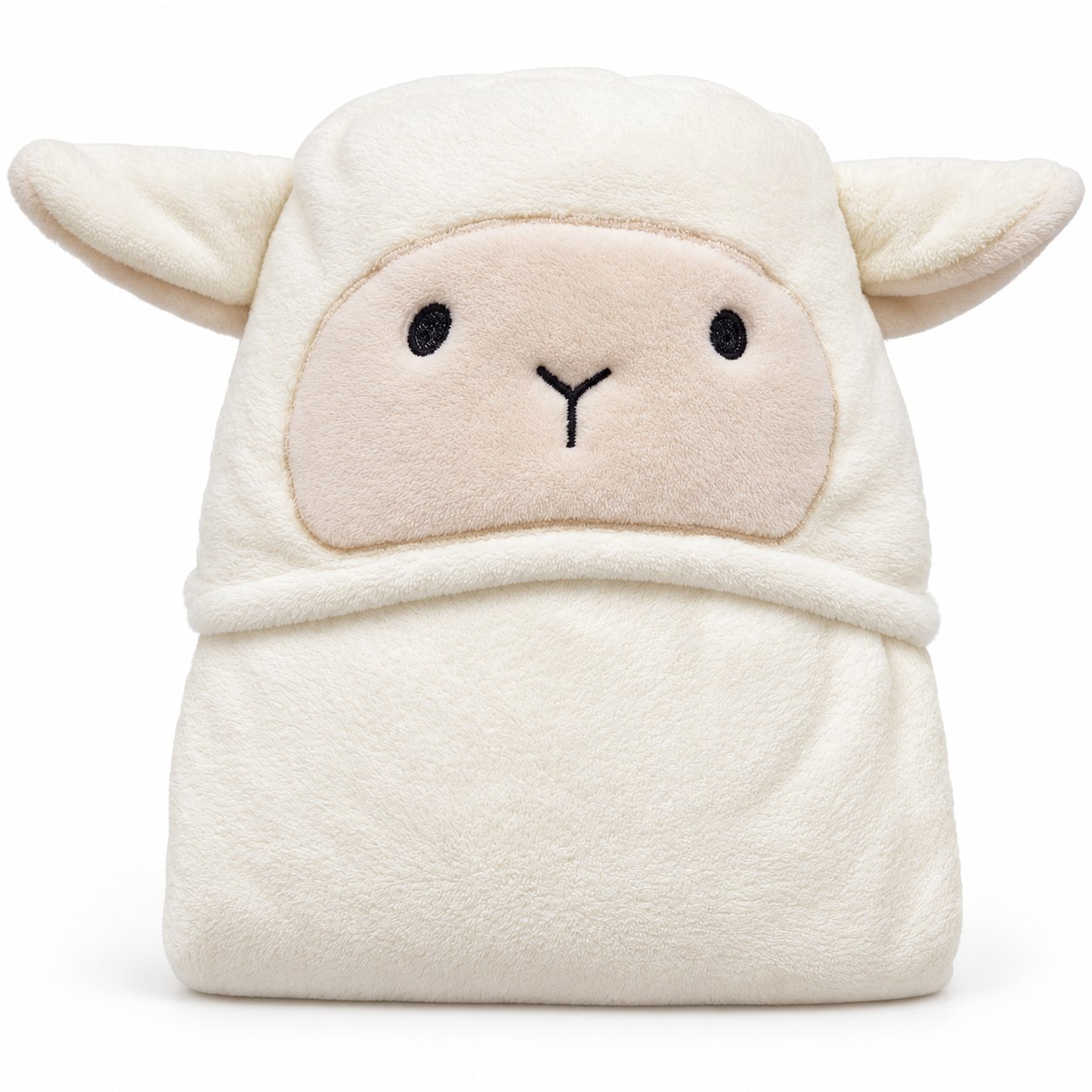 Toalha de Banho Infantil com Capuz Power Sec 3D 80x125cm Ovelha Off White - Laço Bebê