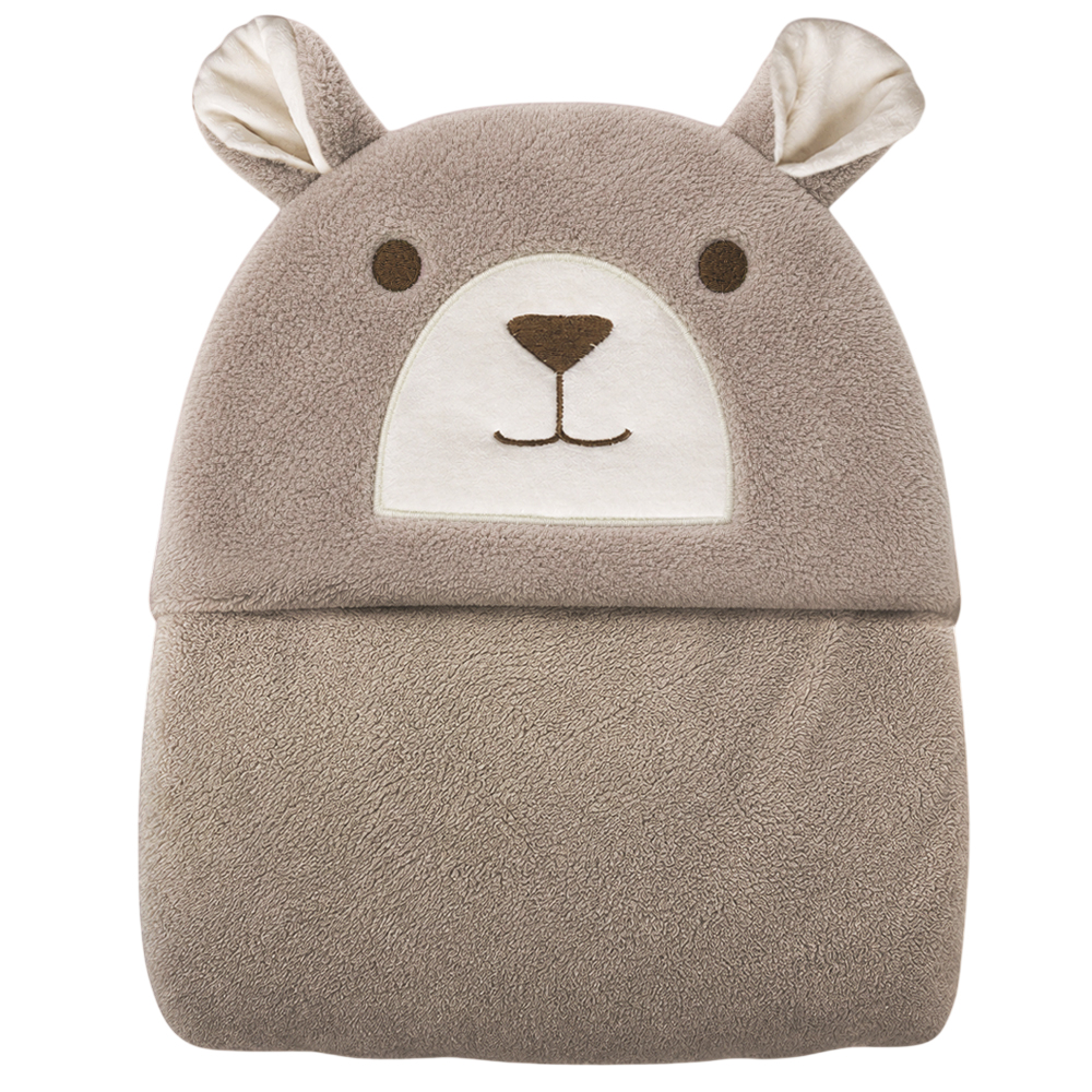 Toalha de Banho Infantil com Capuz Power Sec 3D 80x125cm Urso Yogi Bege - Laço Bebê