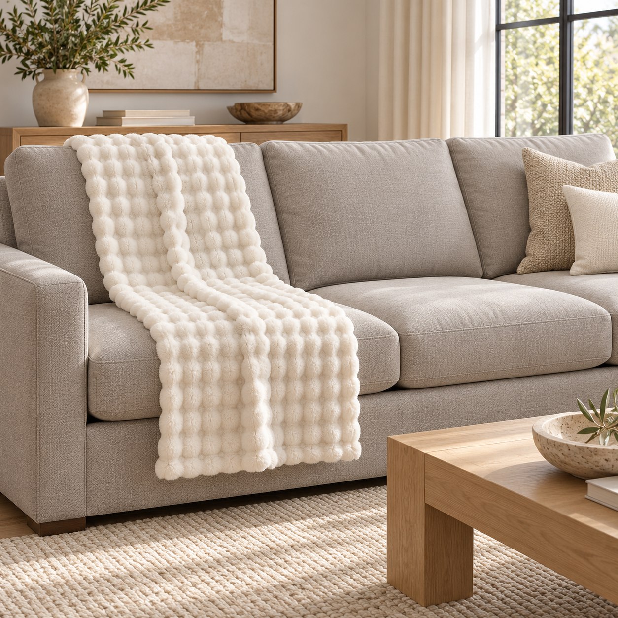 Manta para Sofá Laço Home Pellit Bubble 127x152cm Off White