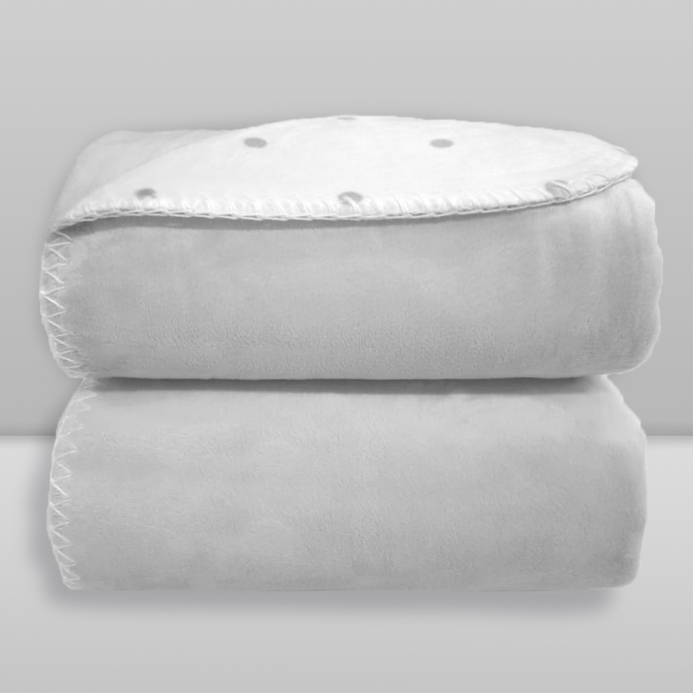 Manta Laço Bebê Dupla Face Poá 100x76cm Cinza