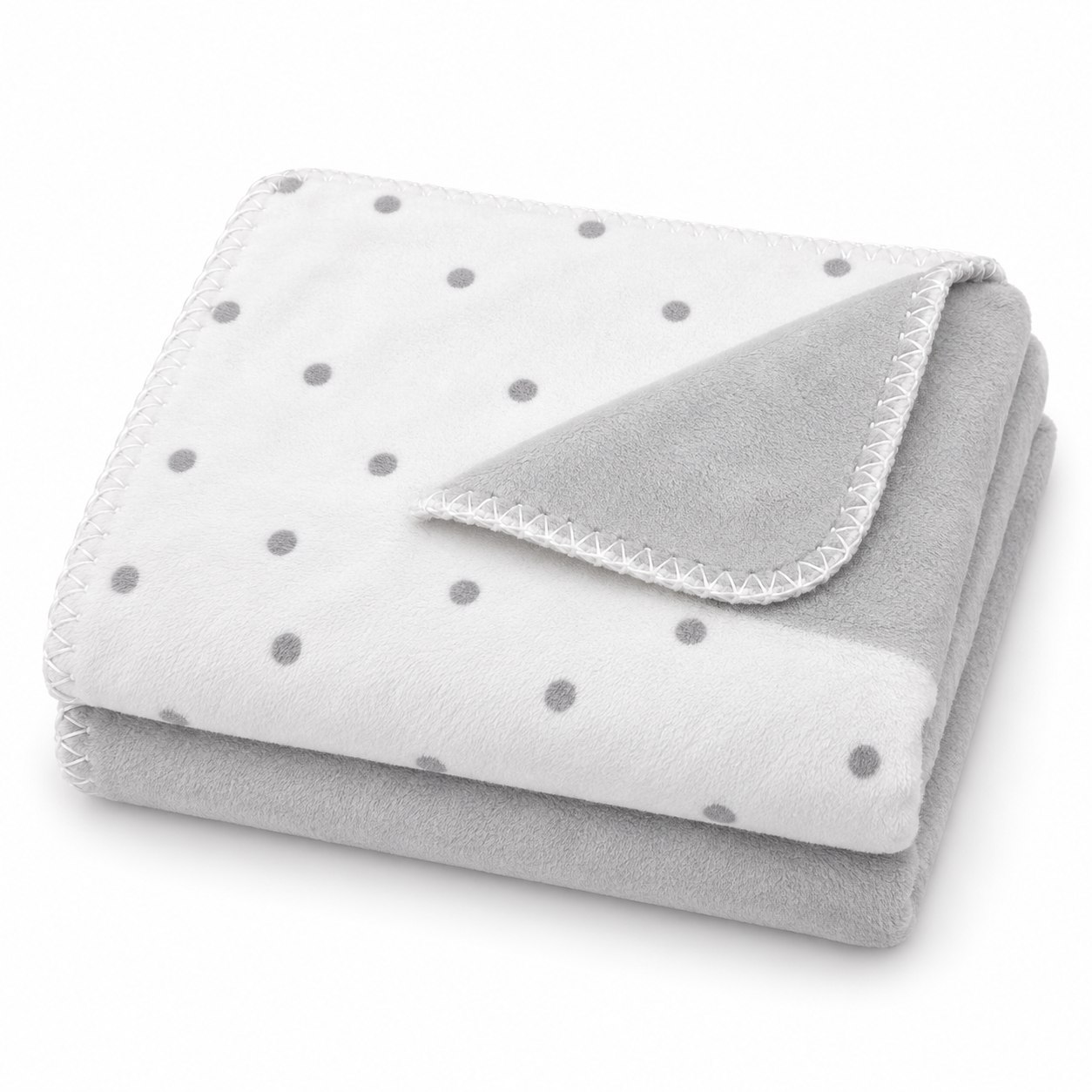 Manta Laço Bebê Dupla Face Poá 100x76cm Cinza