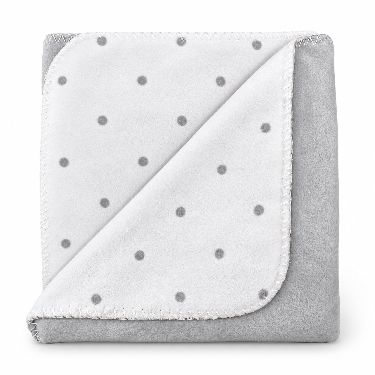 Manta Laço Bebê Dupla Face Poá 100x76cm Cinza