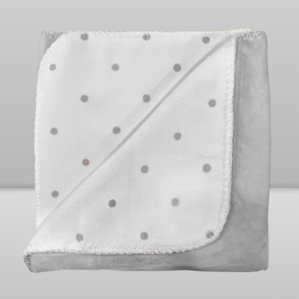 Manta Laço Bebê Dupla Face Poá 100x76cm Cinza