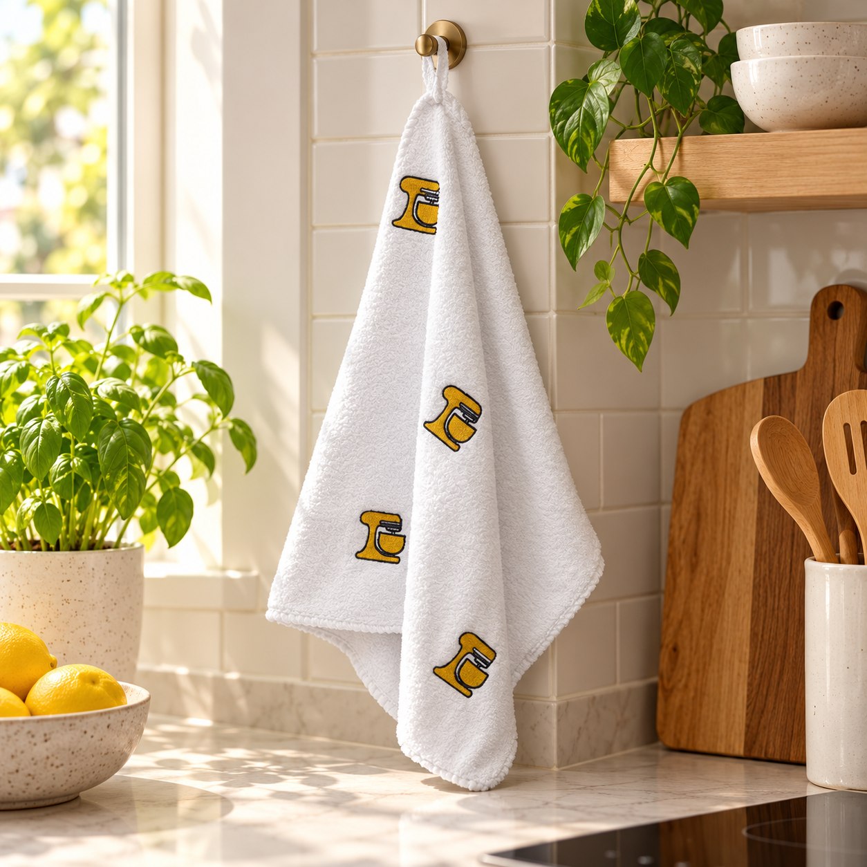 Pano de Copa Laço Home Power Sec 40x60cm Batedeira Amarelo