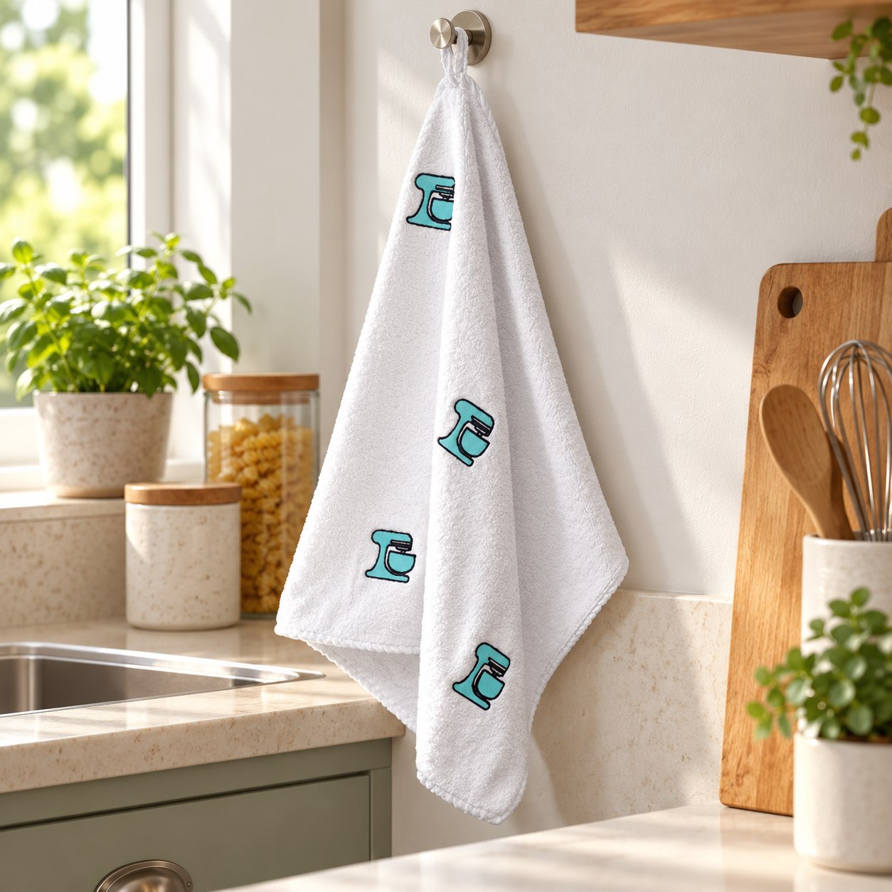 Pano de Copa Laço Home Power Sec 40x60cm Batedeira Verde Tiffany