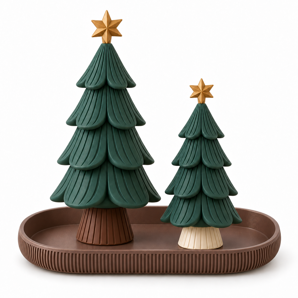 Kit Bosque Encantado com 2 Árvores de Natal e Bandeja