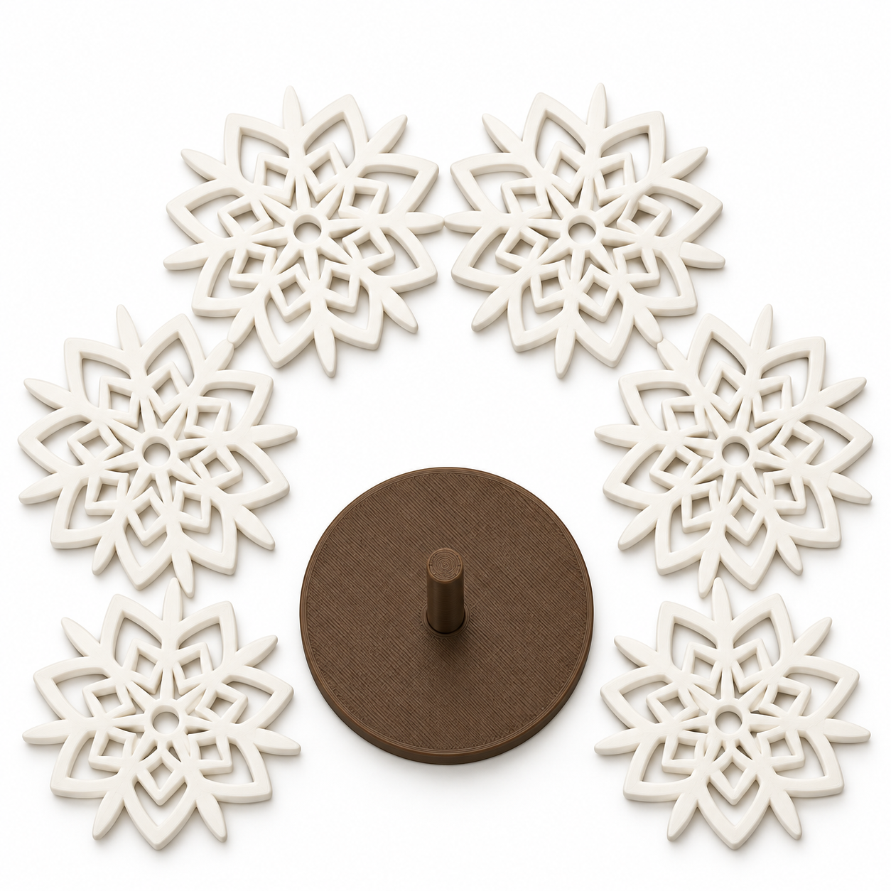 Porta-Copos Flocos de Neve com Suporte – 7 Peças