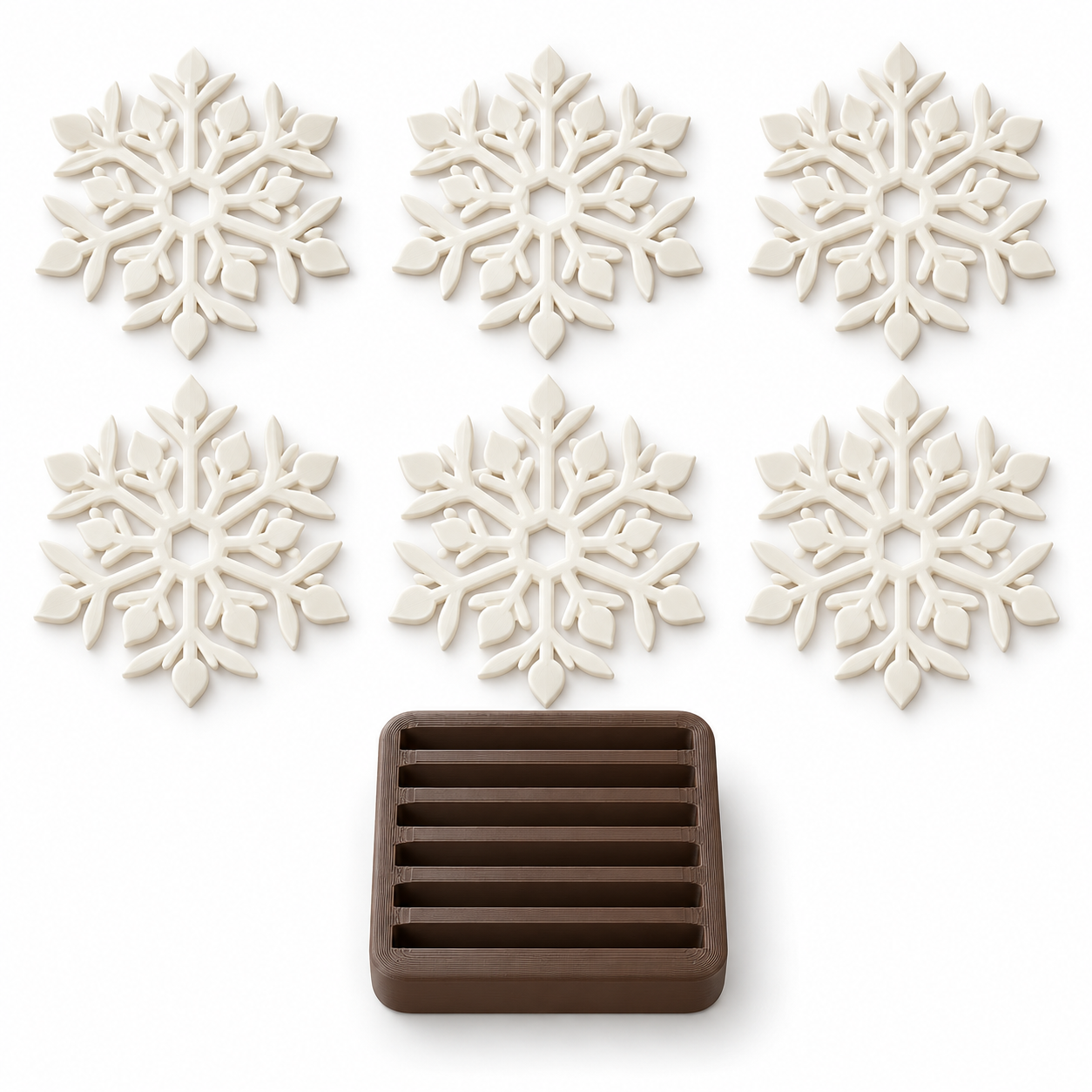 Porta-Copos Floco de Neve Botânico com Suporte – 7 Peças