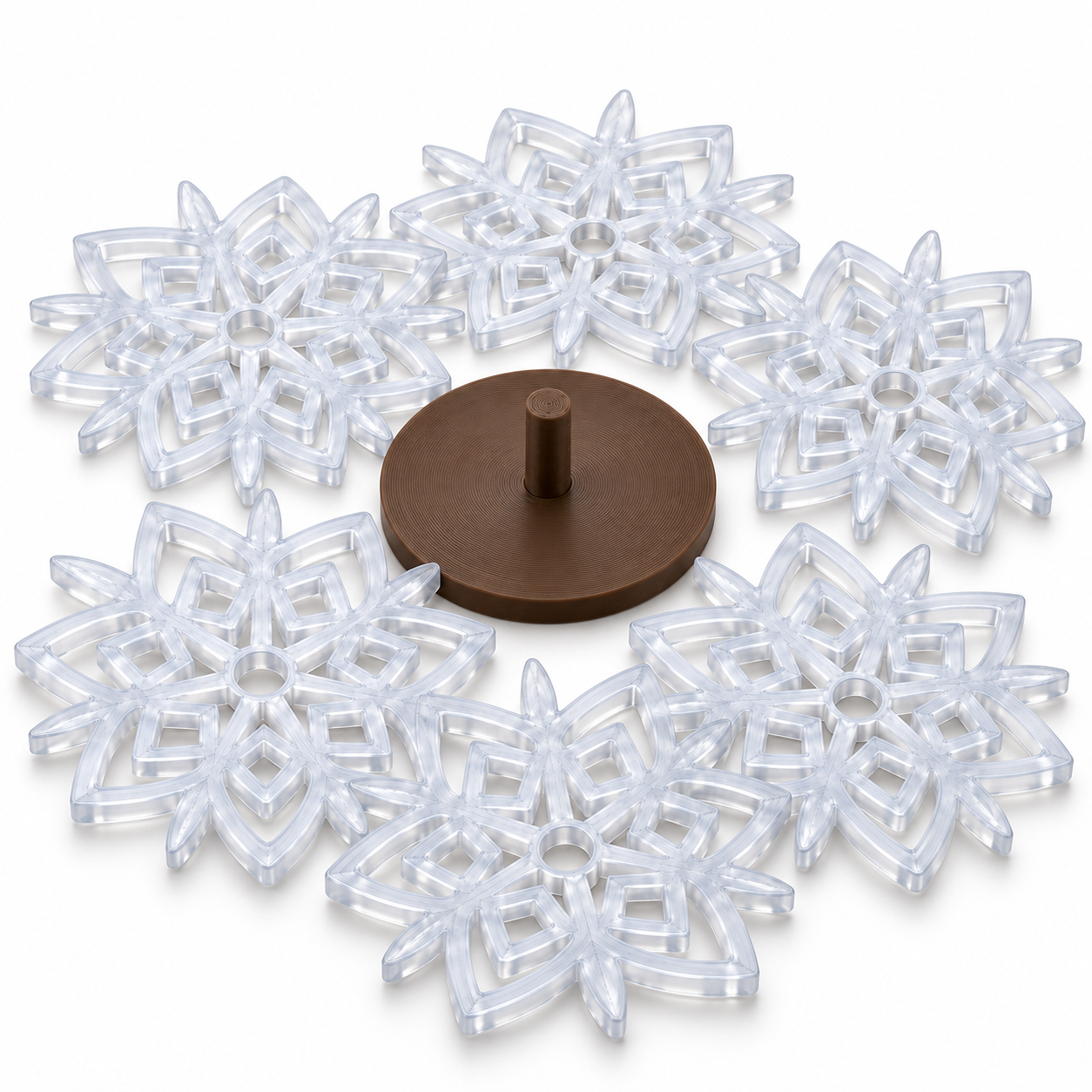 Porta-Copos Flocos de Neve Gelo Translúcido com Suporte – 7 Peças