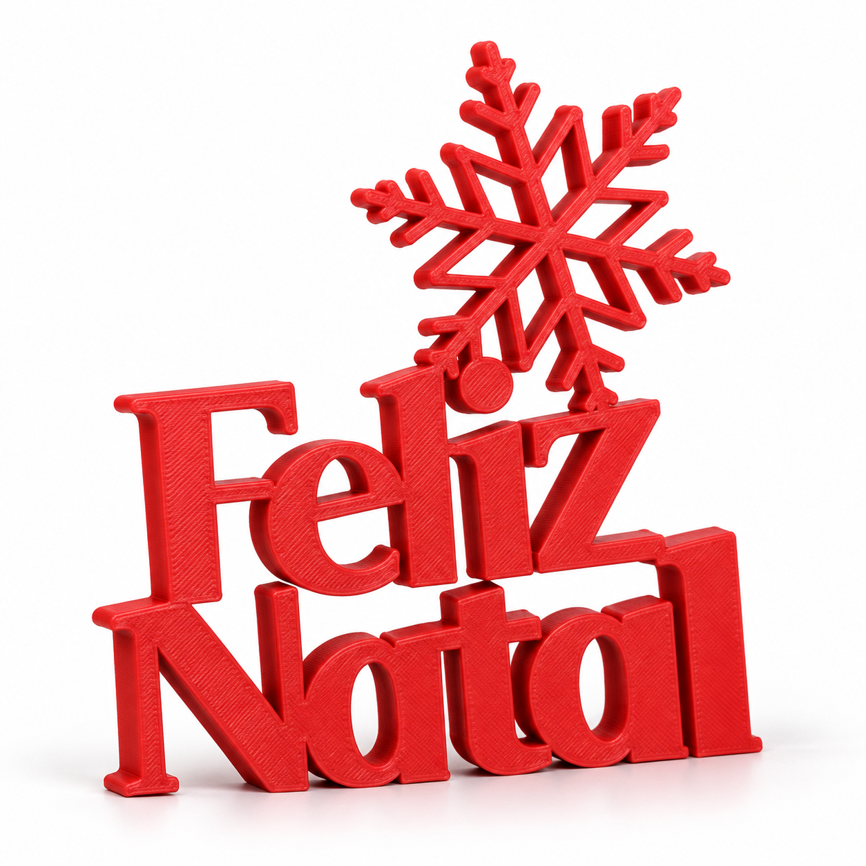 Escultura Decorativa Feliz Natal com Floco de Neve