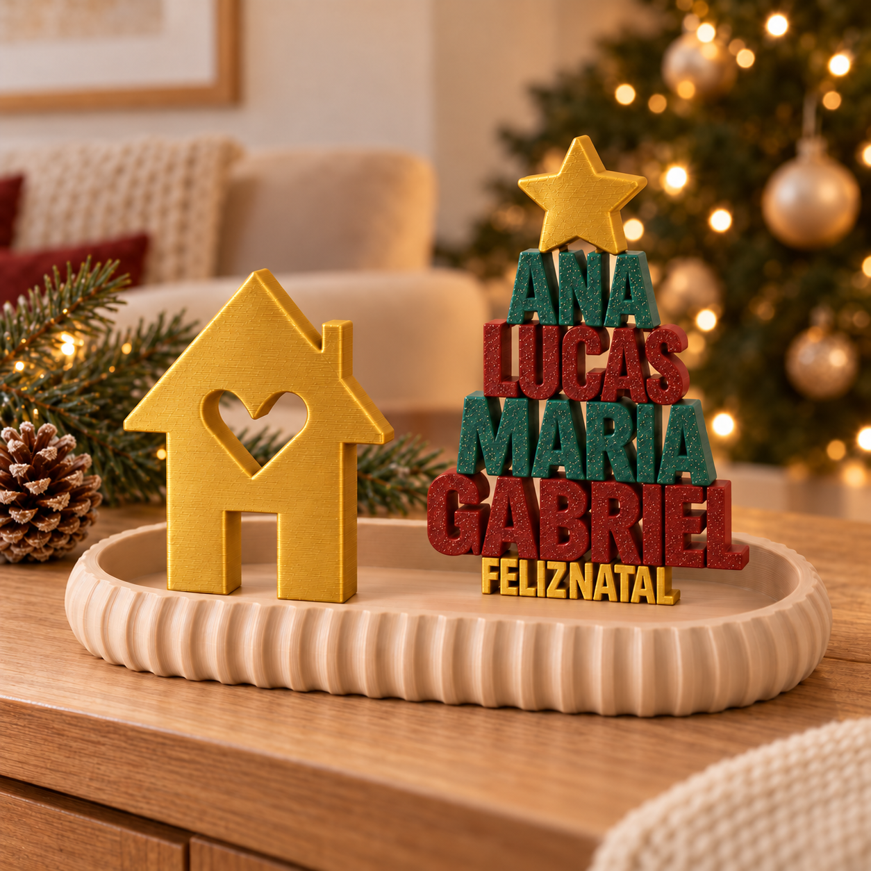 Kit Natal em Família Personalizado – Casinha Dourada