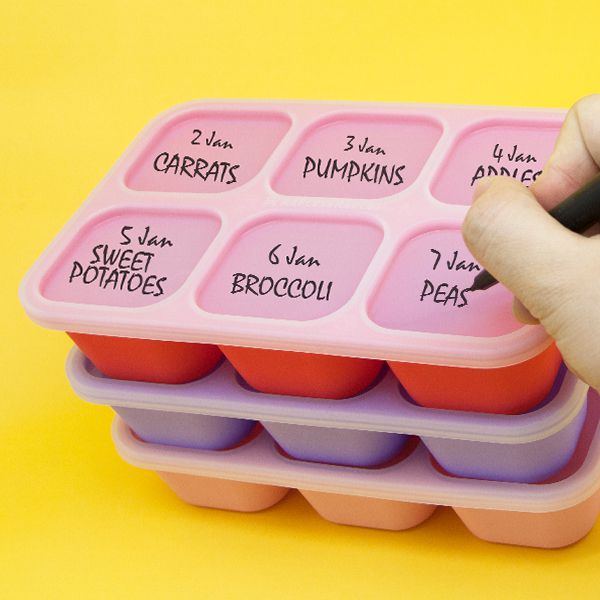 Porta Papinha de Silicone com Tampa 6 Cubos (60ml) Porquinha - Marcus & Marcus