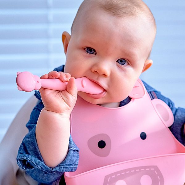 Colher de Silicone Infantil Porquinha - Marcus & Marcus