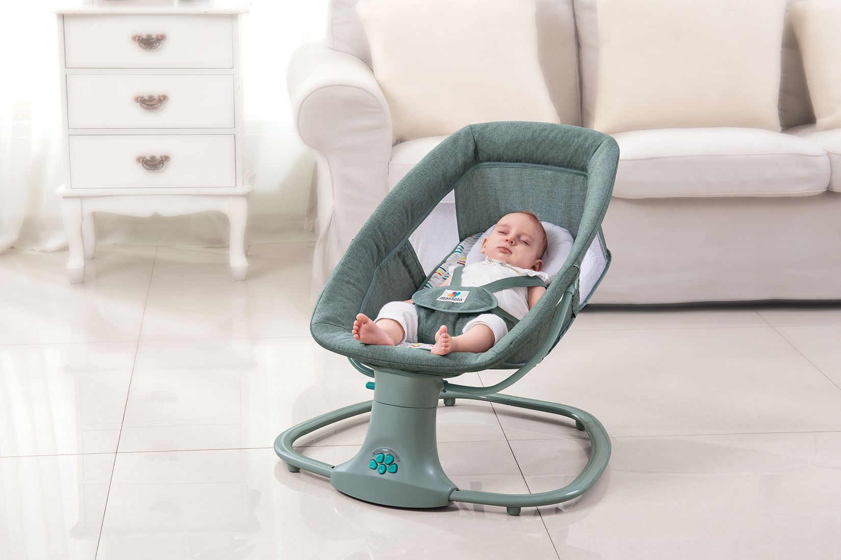 Cadeira de Balanço Bebê Infantil Automática com Bluetooth Techno Verde - Mastela
