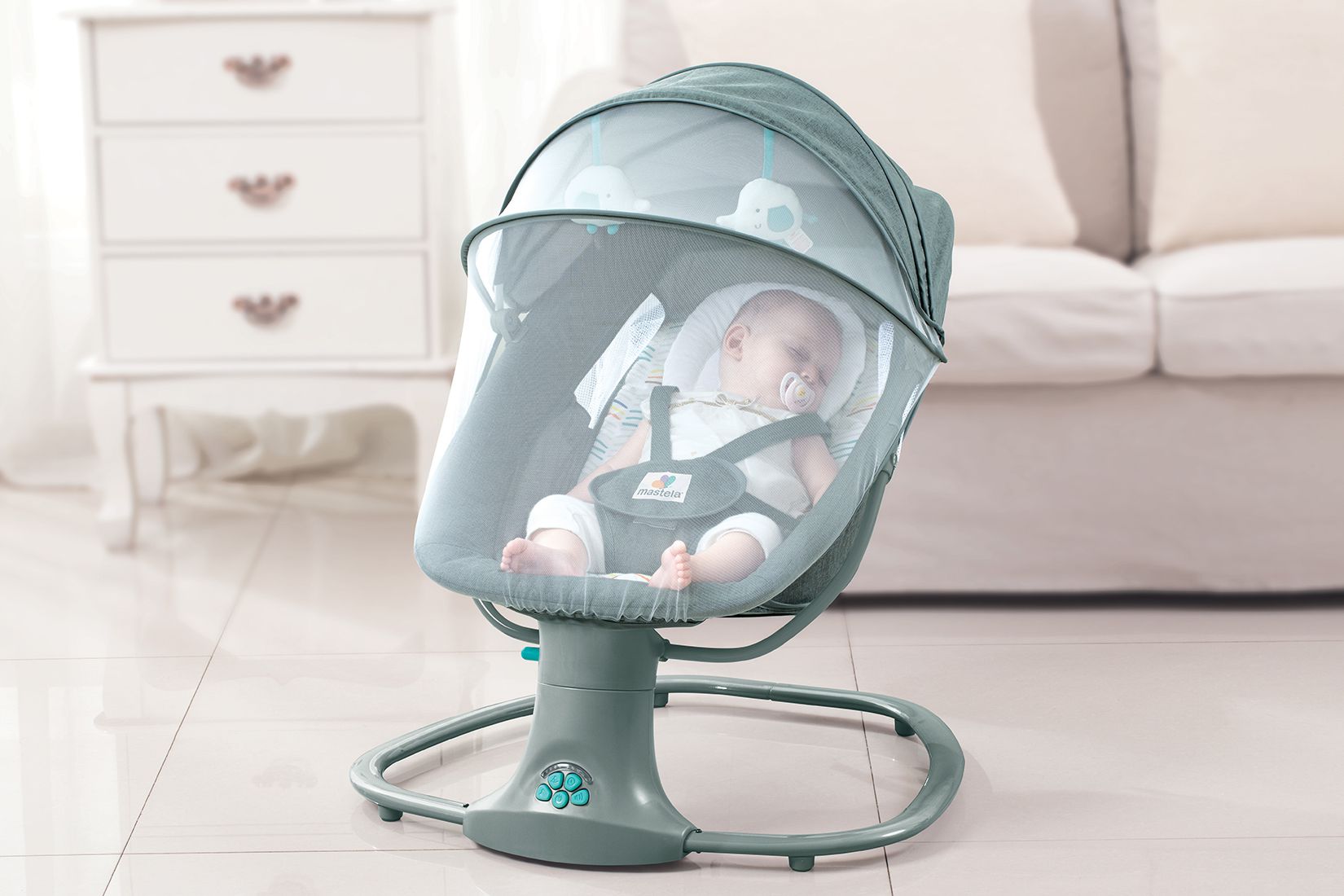 Cadeira de Balanço Bebê Infantil Automática com Bluetooth Techno Verde - Mastela