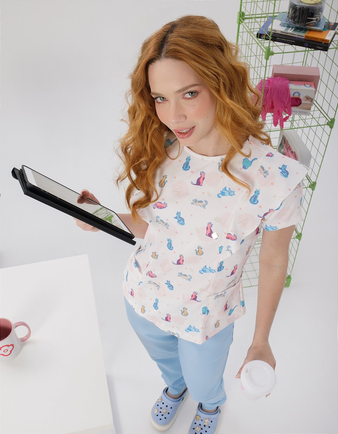 Scrub Feminino Laila Estampa Gatos — foto 6
