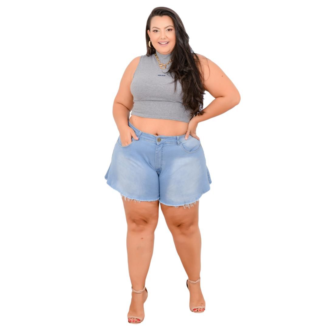 Shorts Jeans Leleh Plus Size Godê Nivelci Azul - Andando no Estilo - 8 Anos  - Sua Referência em Jeans!