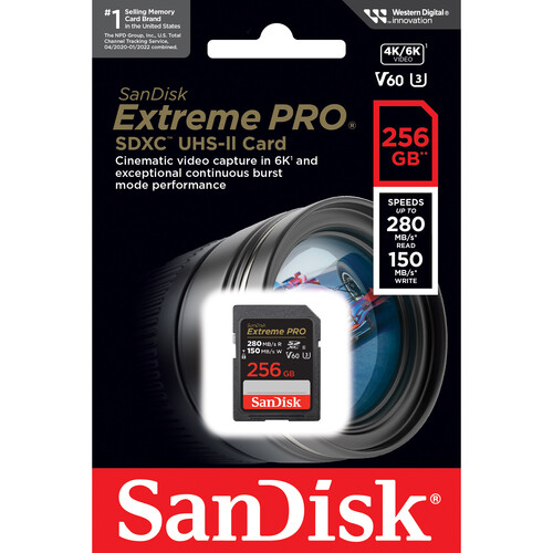 Cartão de Memória SanDisk 256GB Extreme PRO UHS-II SDXC 280 MB/s V60