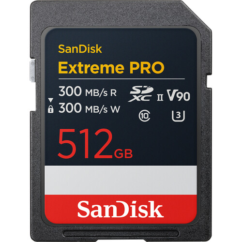 Cartão de Memória SanDisk 512GB Extreme PRO UHS-II SDXC 300 MB/s V90