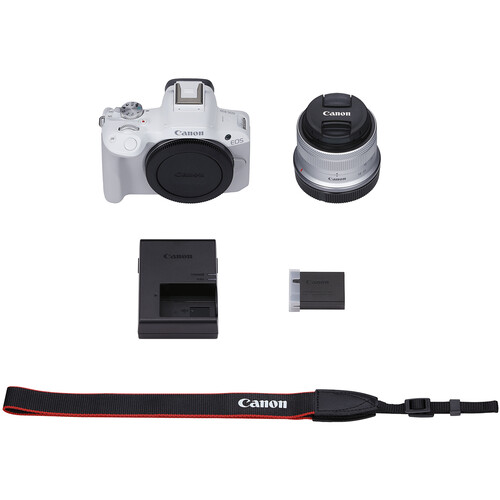 Câmera Canon EOS R50 Mirrorless Branca Kit com Lente RF-S 18-45mm + RF-S 55-210mm