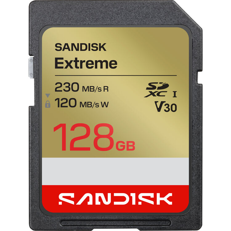 Cartão de Memória SanDisk 128GB Extreme UHS-I SDXC 230 MB/s V30