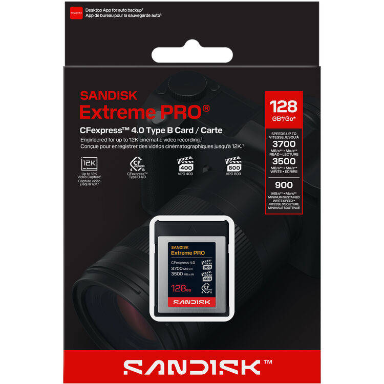 Cartão de Memória SanDisk 128GB Extreme PRO CFexpress 4.0 Type B