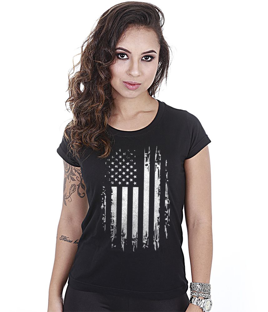 Camiseta Baby Look Feminina EUA Defense Team Six Brasil