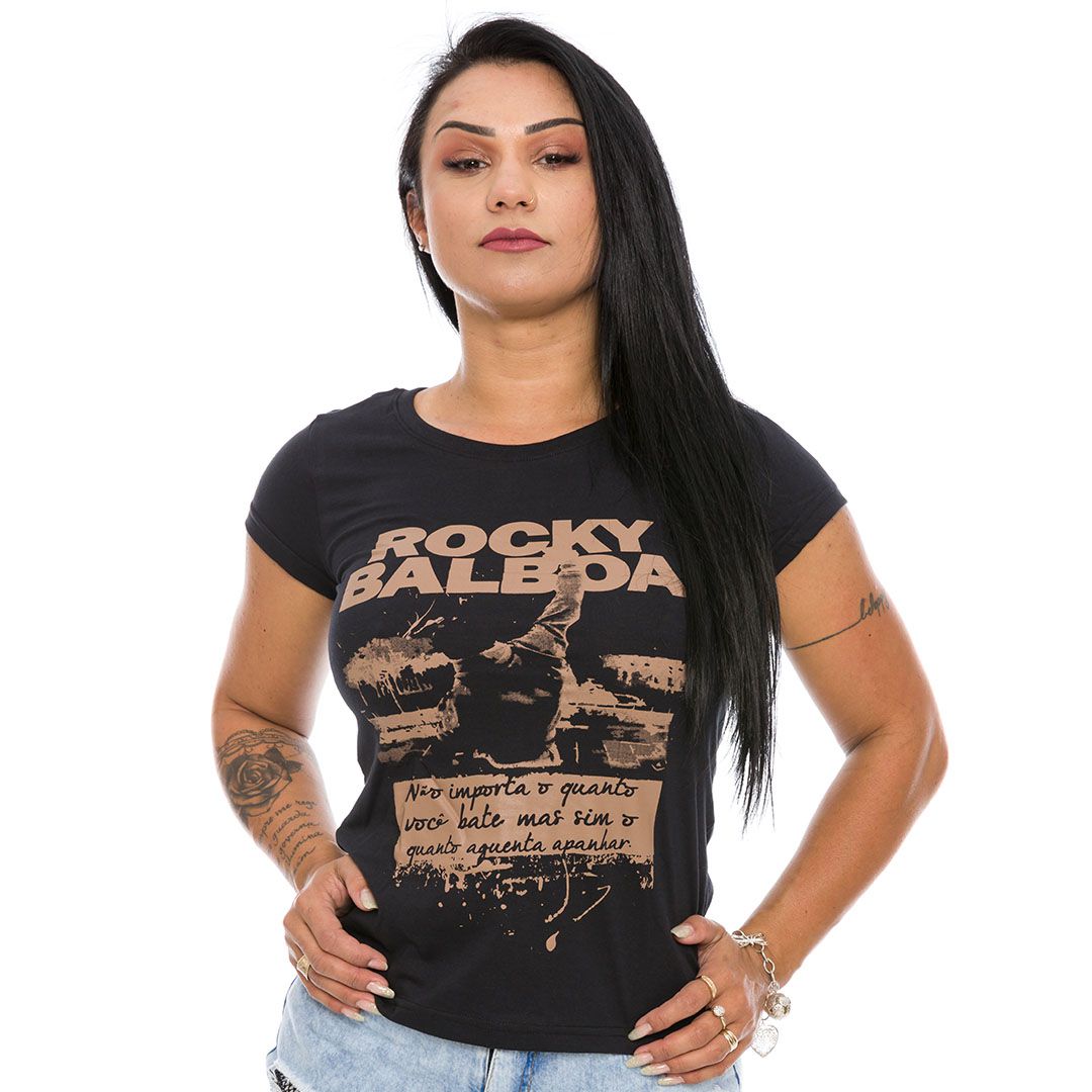 Camiseta Baby Look Feminina Rocky Balboa Team Six Brasil