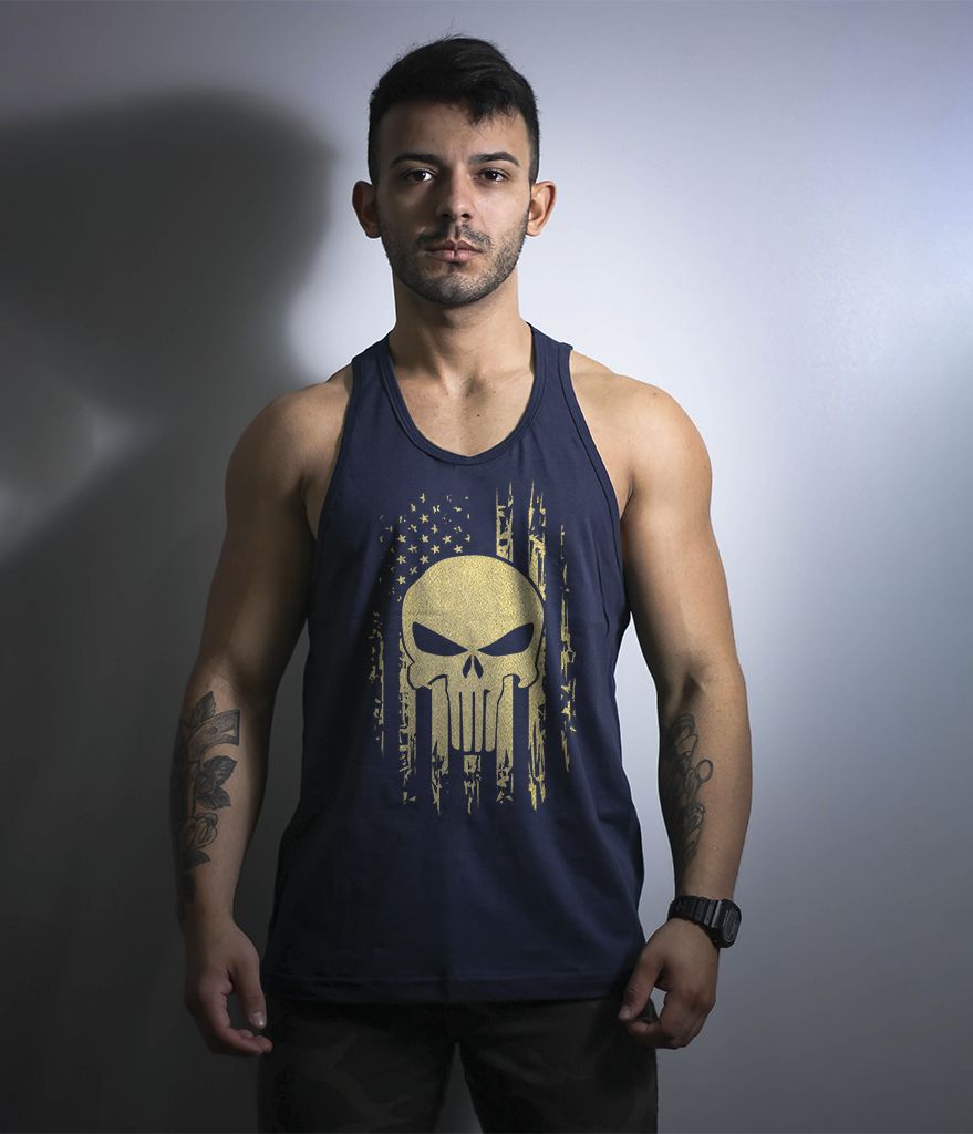 Camiseta Regata EUA Punisher Gold Line Masculina Team Six Brasil