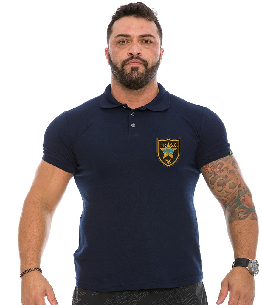Camiseta Gola Polo Masculina Practical Shooting Confederation IPSC Team Six Brasil