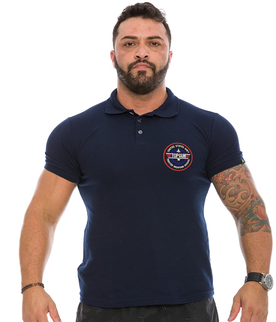 Camiseta Gola Polo Masculina Top Gun Fight Wepons Schools Team Six Brasil