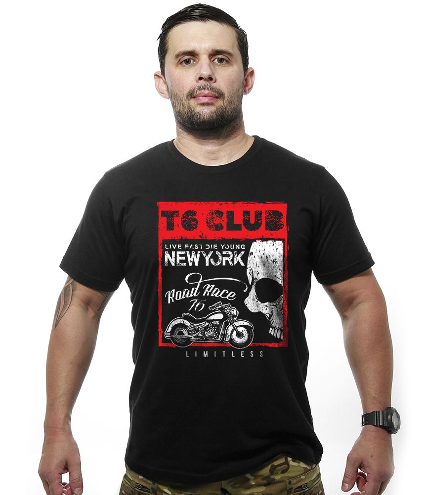 Camiseta Masculina Motorcycle T6 Club New York Tático Militar TeamSix Brasil