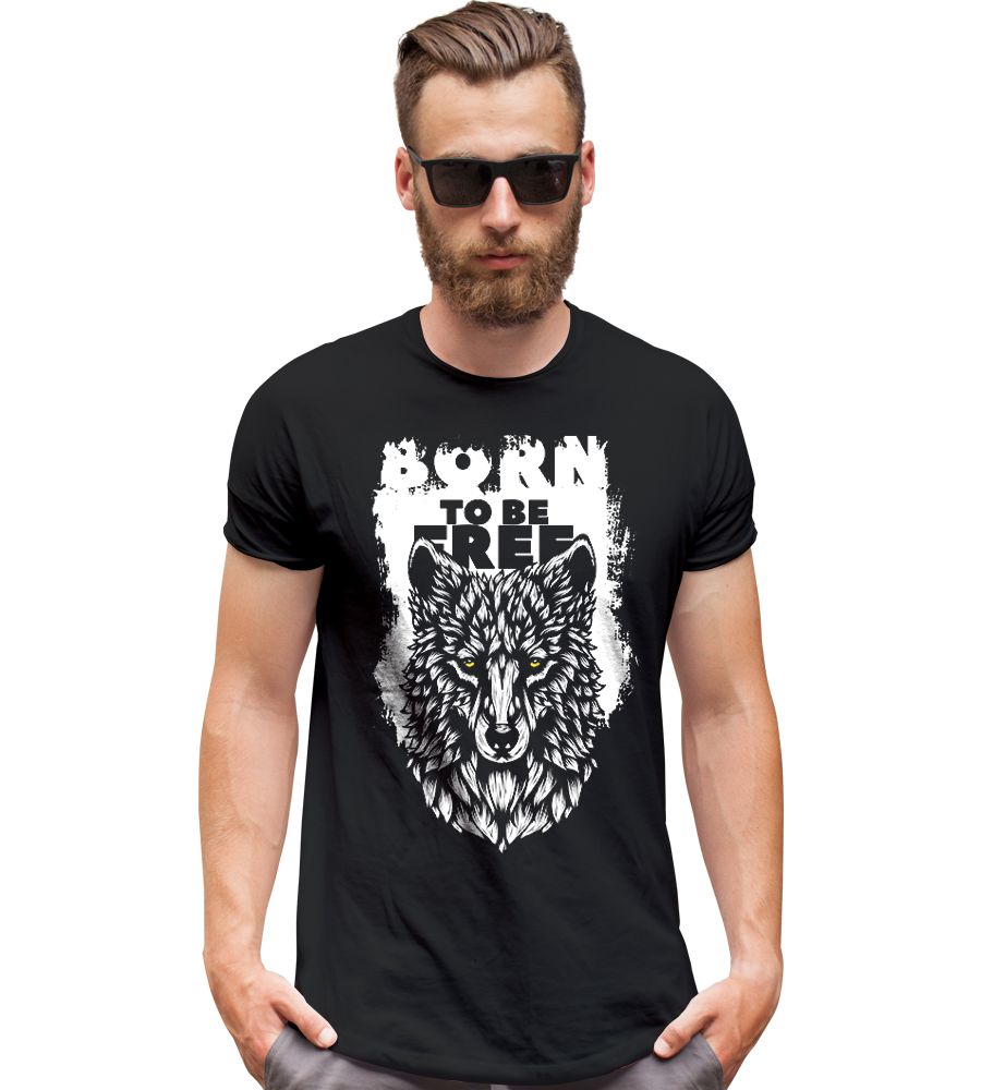 Camiseta Masculina Outdoor Wolf Born to be Free Tático Militar TeamSix Brasil