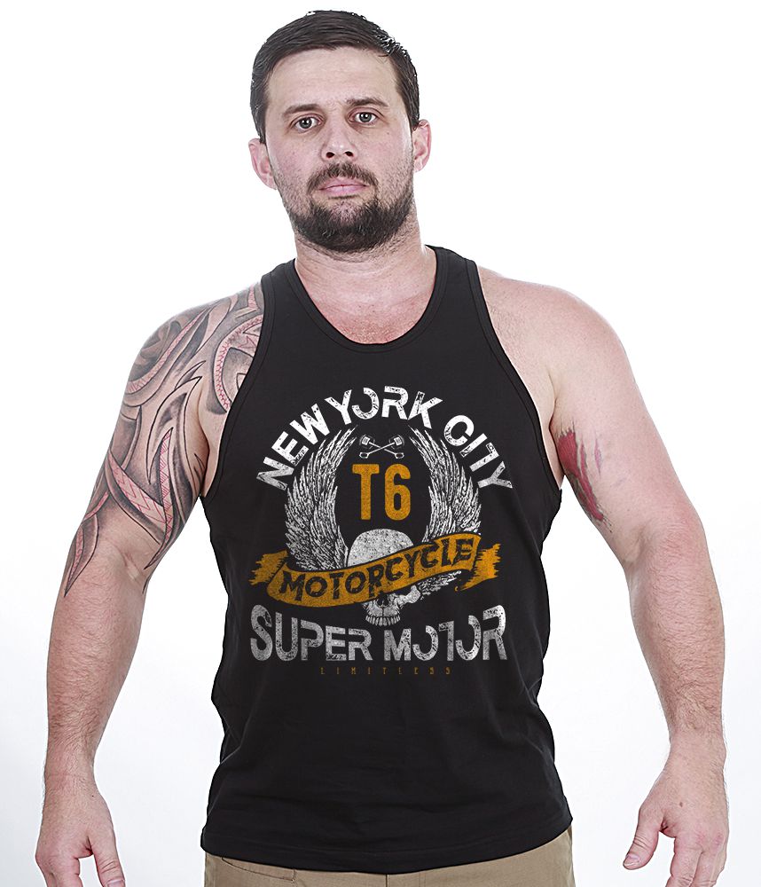 Camiseta Regata Motorcycle T6 Old School Super Motor Masculina Team Six Brasil