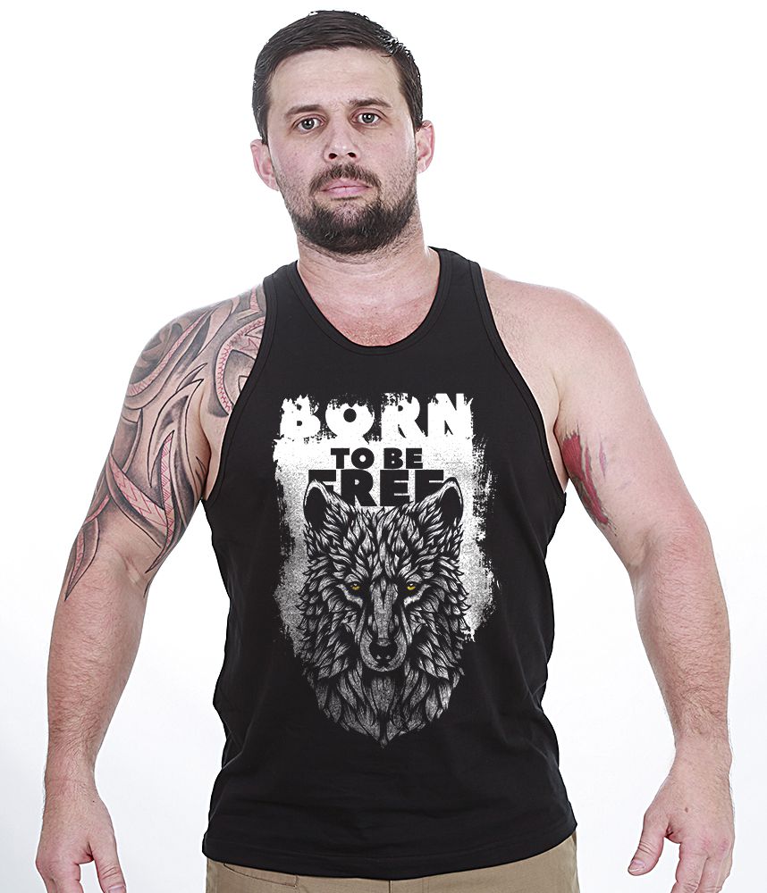 Camiseta Regata Outdoor Wolf Born To Be Free Masculina Team Six Brasil