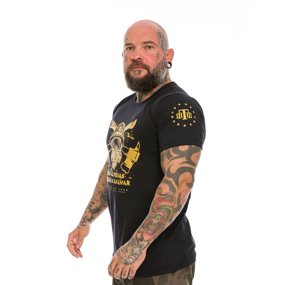 Camiseta Masculina Bombeiros Vidas Alheias Riquezas a Salvar Gold Line Team Six Brasil