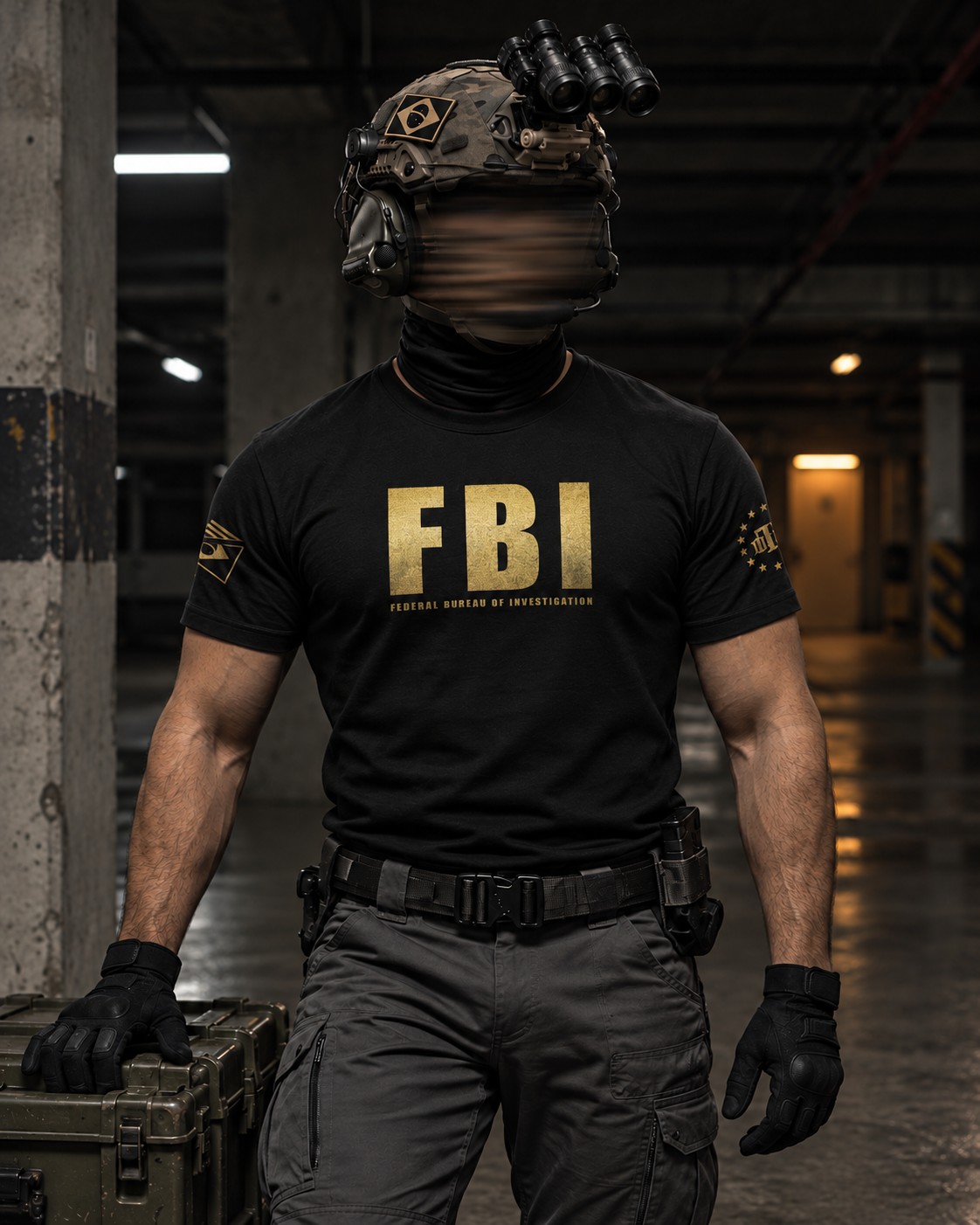 Camiseta FBI Federal Bureal Of Investigation Gold Line