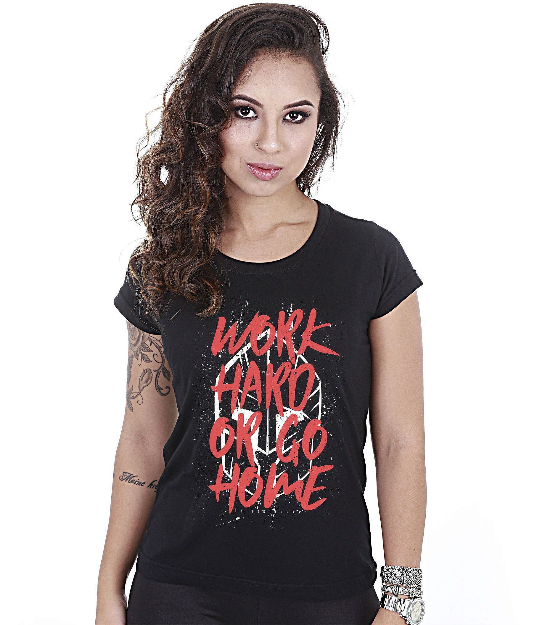 Camiseta Academia Baby Look Feminina Work Hard Or Go Home Team Six Brasil