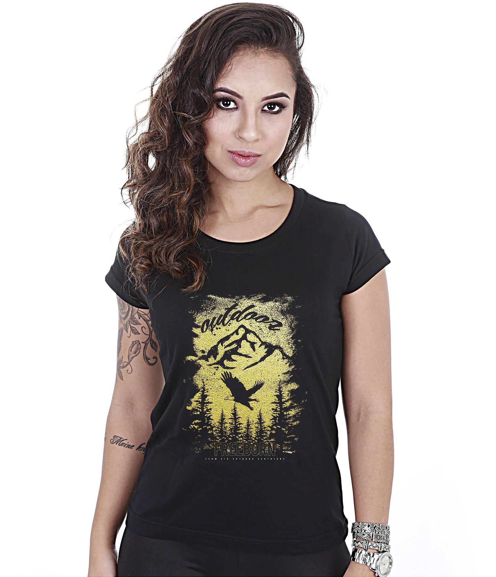 Camiseta Outdoor Baby Look Feminina Free Born Team Six Brasil