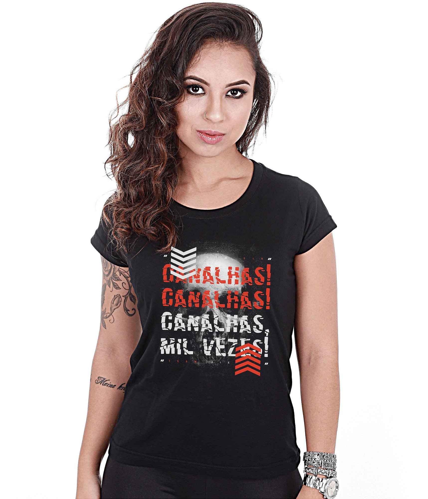 Camiseta Militar Baby Look Feminina Canalhas Canalhas
