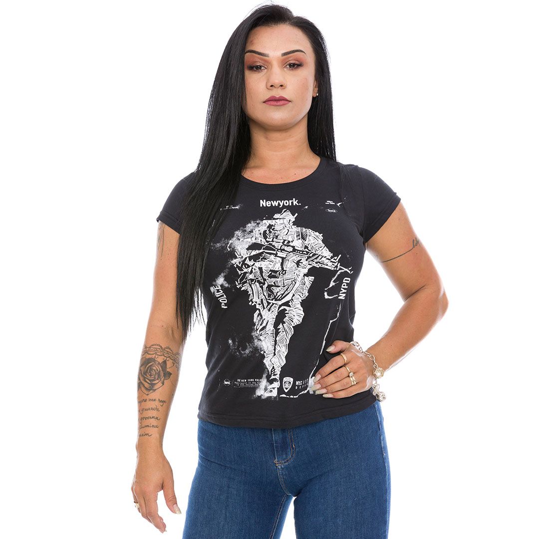 Camiseta Baby Look Feminina New Police Team Six Brasil