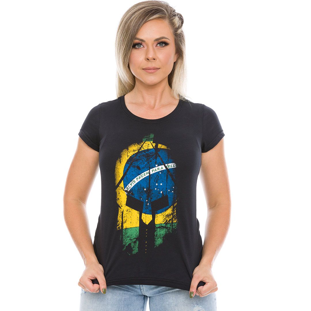 Camiseta Baby Look Feminina Si Vis Pacem Para Bellum Brasil Team Six Brasil