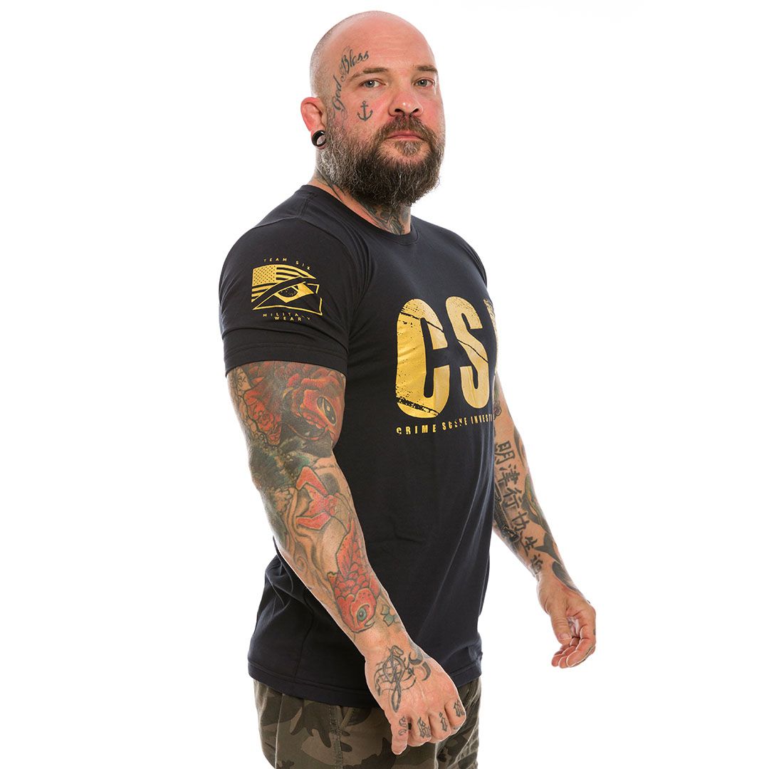Camiseta Masculina CSI Crime Scene Investigation Gold Line Team Six Brasil