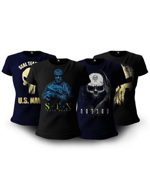 Kit Soldier 4 Camisetas Militares Femininas Team Six Brasil