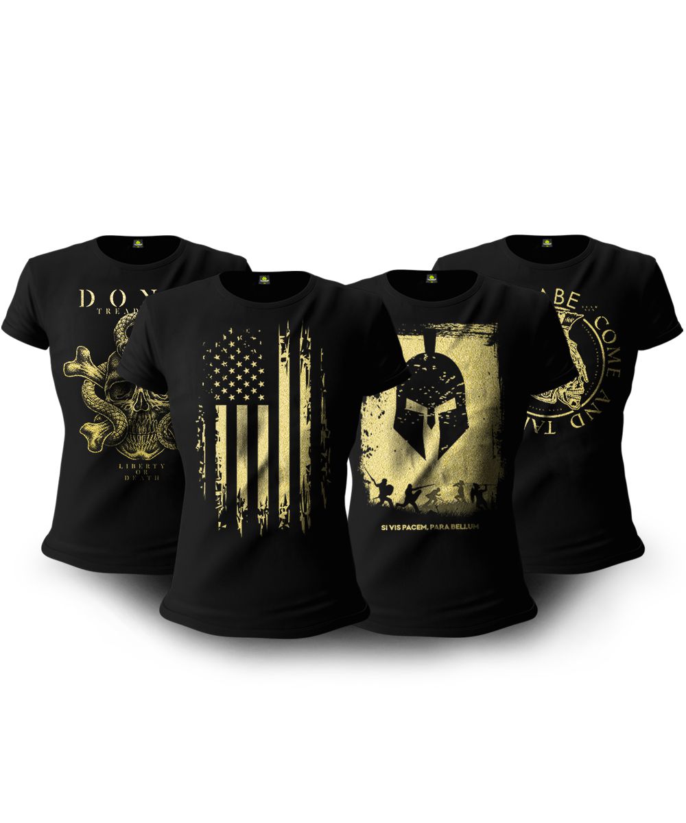Kit 4 Camisetas Baby Look Feminina Soldiers Of Fortune Team Six Brasil