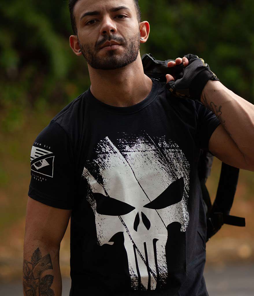 Kit 4 Camisetas Masculinas Militares Pretas Justiceiro Punisher Team Six Brasil
