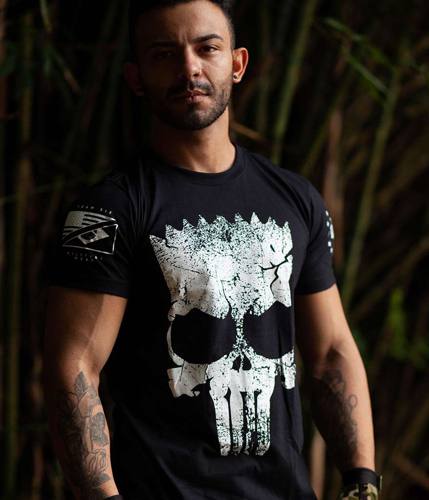 Kit 4 Camisetas Masculinas Militares Pretas Justiceiro Punisher Team Six Brasil
