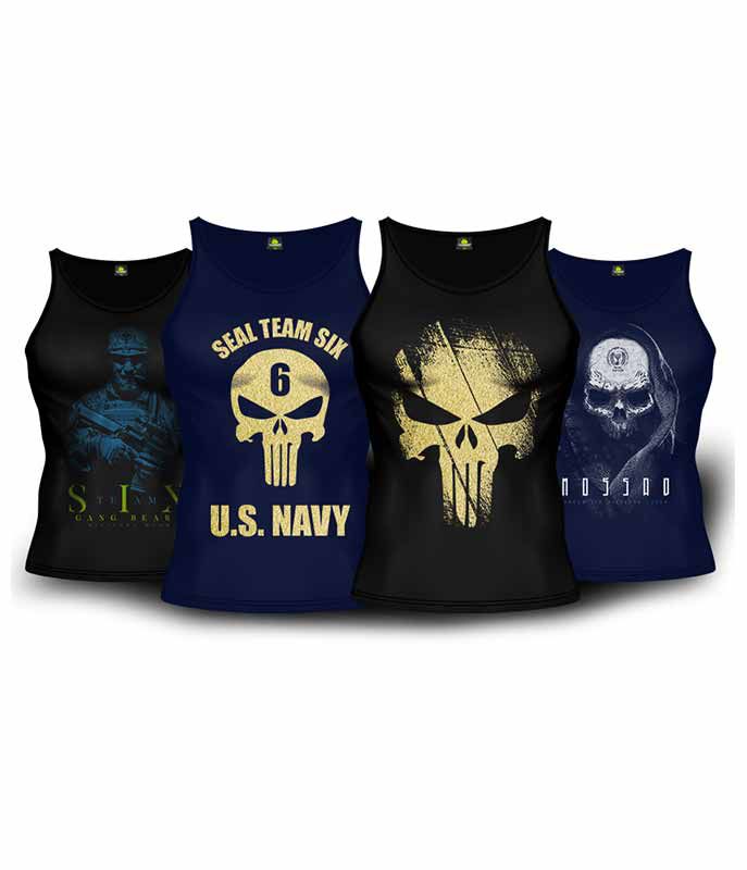 Kit 4 Camisetas Regata Soldier Masculina Team Six Brasil